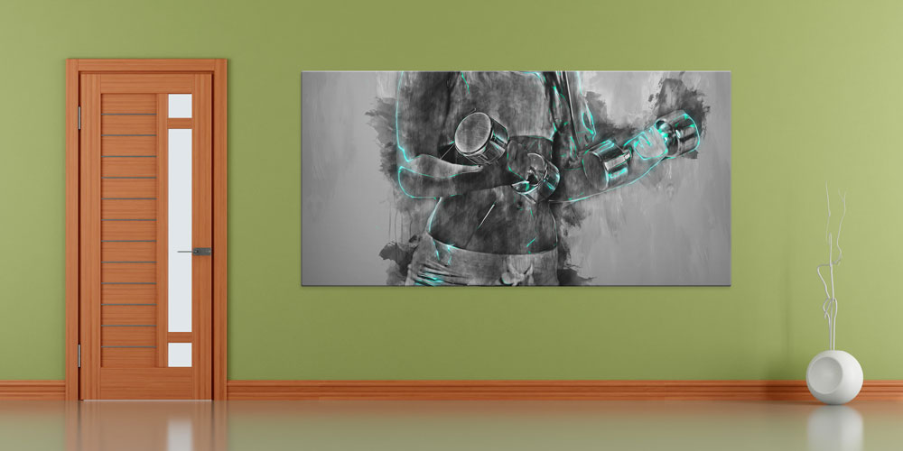 sports-wall-art-decor-7905-05 Gri Tonlarda Fitness Temalı Büyük Ebat Duvar Dekoru – 7905-DK