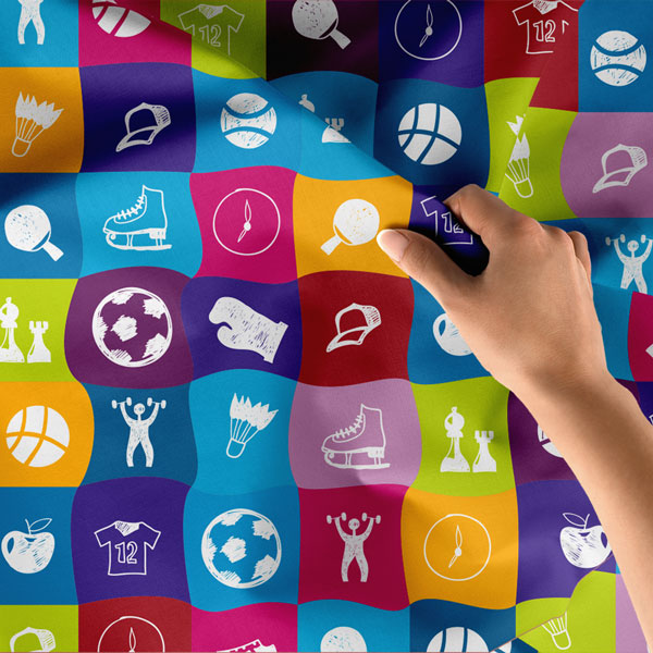 Renkli Karelerde Spor İkonları Duvar Örtüsü 8443