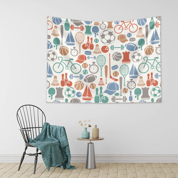 Çoklu Spor İkonları Desenli Duvar Örtüsü 8446