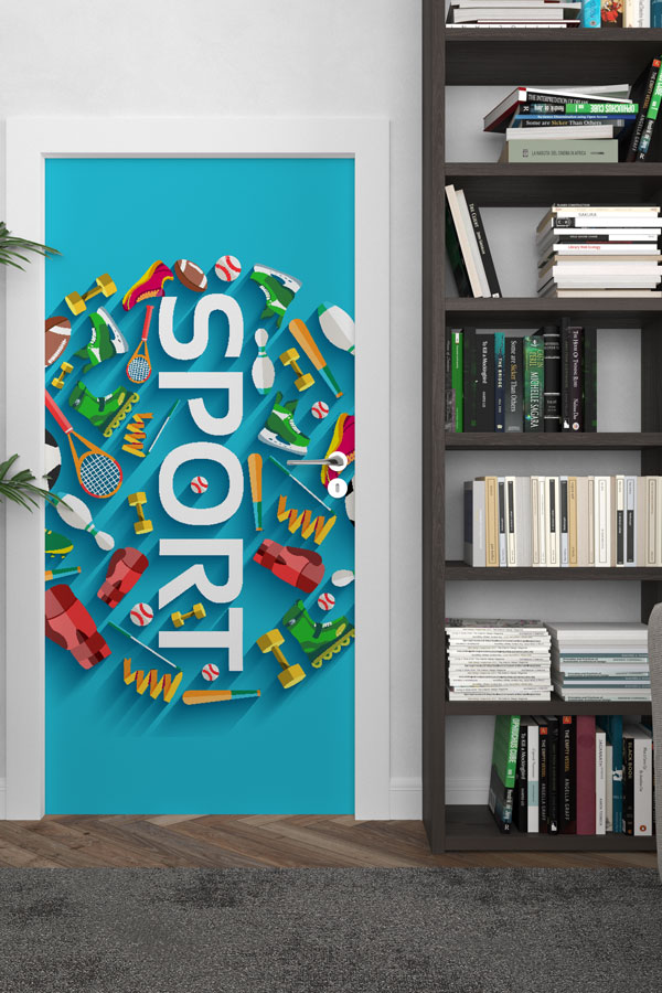 sports-wall-art-design-8963-02 Çok Yönlü Spor Malzemeleri Kapı Giydirme - "SPORT" Temalı 8963