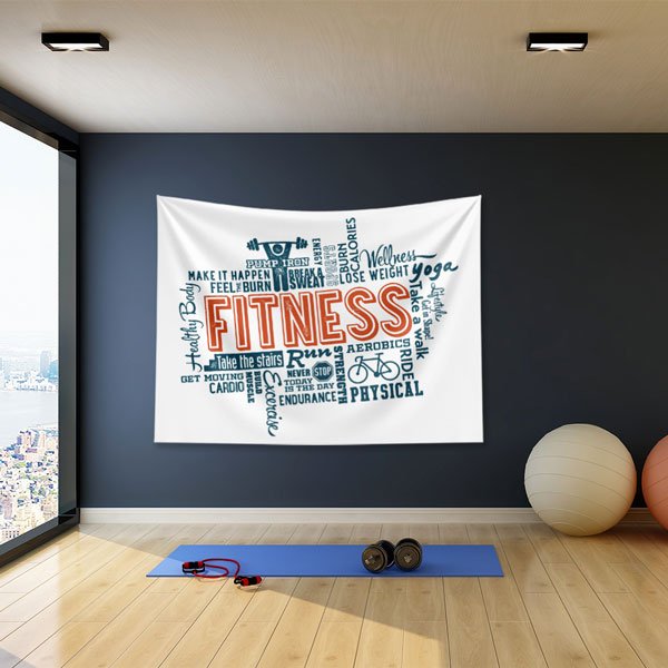 Fitness Kelime Bulutu Duvar Örtüsü 5871