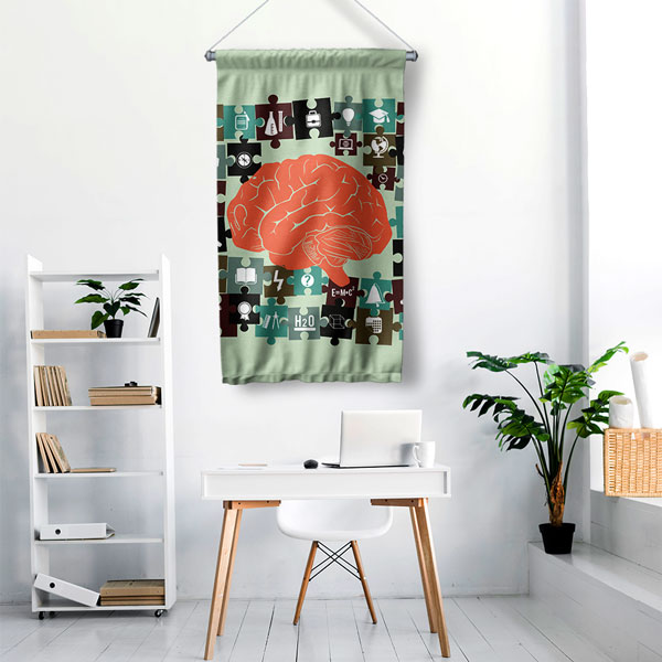 Beyin ve Bilgi Yapboz Temalı "Öğrenci Sınıfı Duvar Flaması" 8108