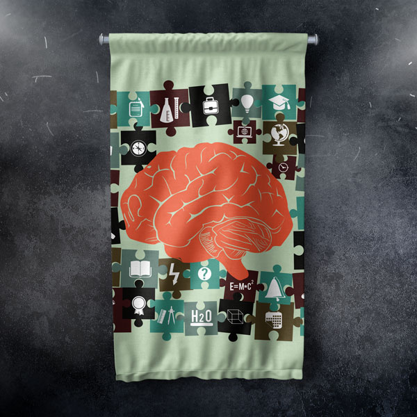 Beyin ve Bilgi Yapboz Temalı "Öğrenci Sınıfı Duvar Flaması" 8108