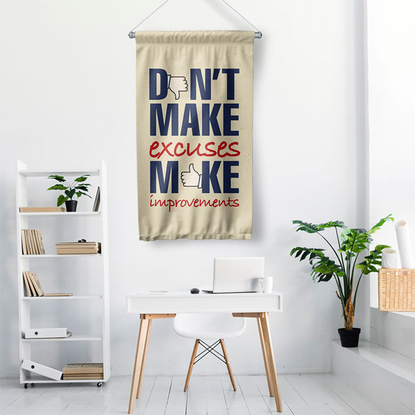 Motivasyonel Sözlü Duvar Flaması - Bahaneler Yok Gelişim Var 8036