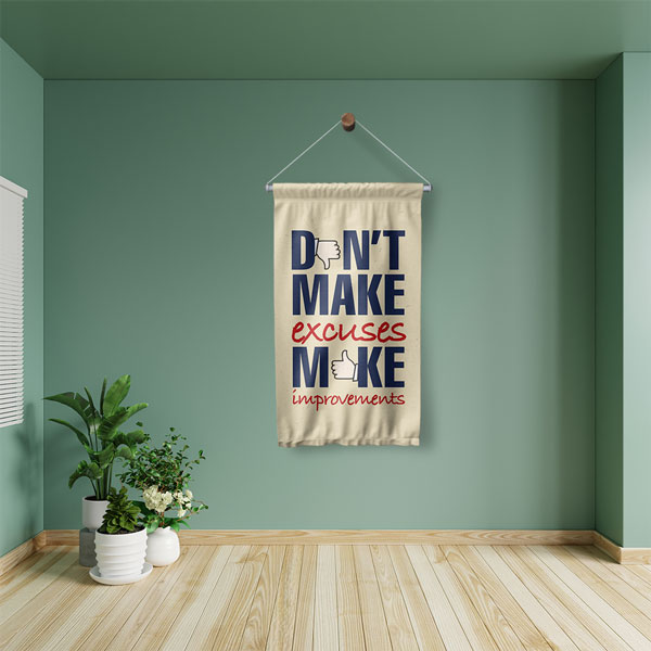 Motivasyonel Sözlü Duvar Flaması - Bahaneler Yok Gelişim Var 8036