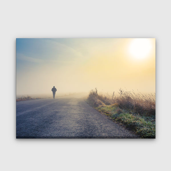 Sisli Yolda Yalnız Yürüyüş Gün Doğumu Kanvas Tablo 2183