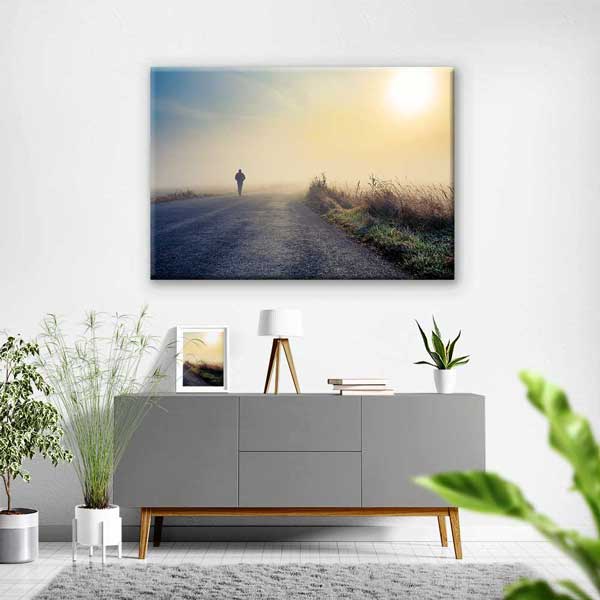 Sisli Yolda Yalnız Yürüyüş Gün Doğumu Kanvas Tablo 2183