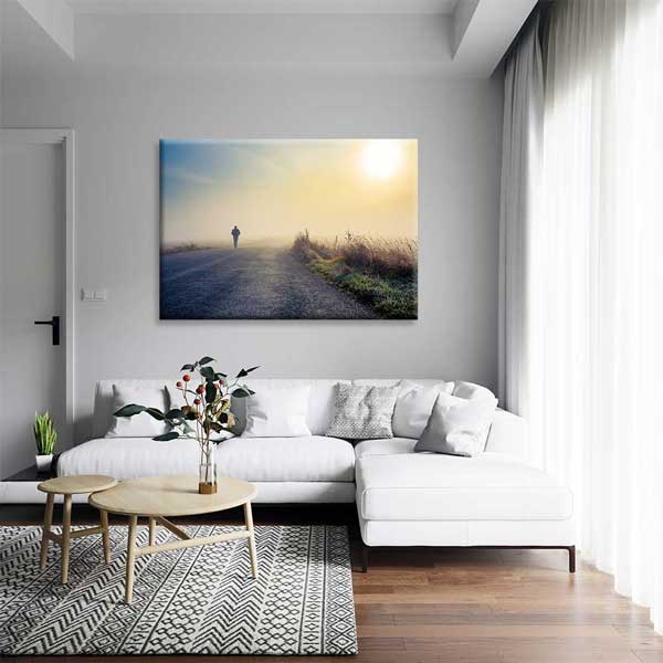 Sisli Yolda Yalnız Yürüyüş Gün Doğumu Kanvas Tablo 2183