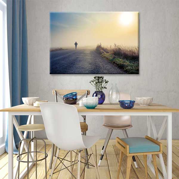Sisli Yolda Yalnız Yürüyüş Gün Doğumu Kanvas Tablo 2183