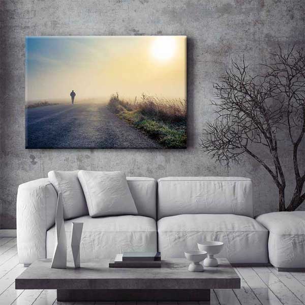 Sisli Yolda Yalnız Yürüyüş Gün Doğumu Kanvas Tablo 2183