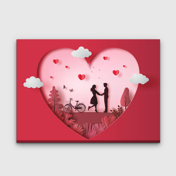 Kalp İçinde Aşk Sahnesi Romantik Kanvas Tablo 4461