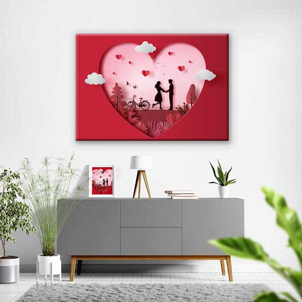 Kalp İçinde Aşk Sahnesi Romantik Kanvas Tablo 4461