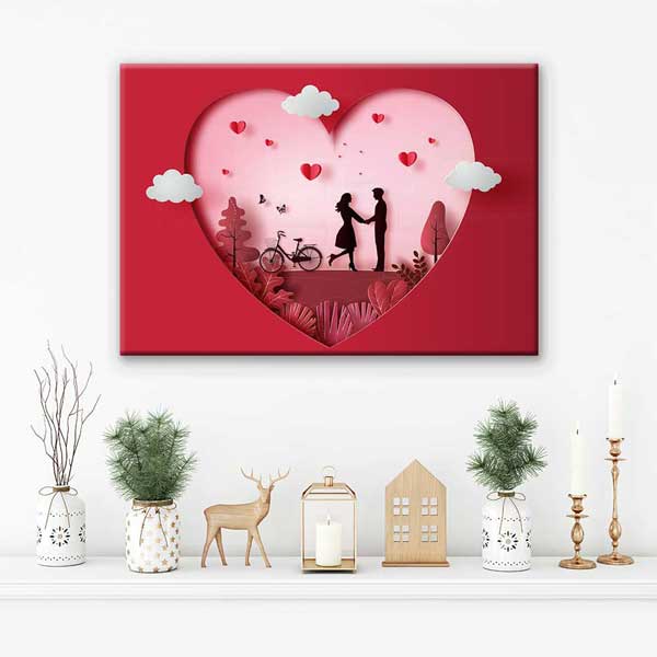 Kalp İçinde Aşk Sahnesi Romantik Kanvas Tablo 4461