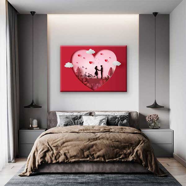 Kalp İçinde Aşk Sahnesi Romantik Kanvas Tablo 4461