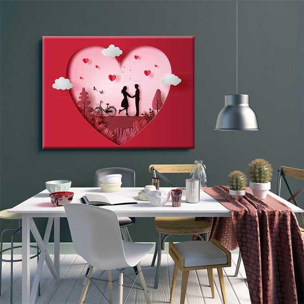 Kalp İçinde Aşk Sahnesi Romantik Kanvas Tablo 4461