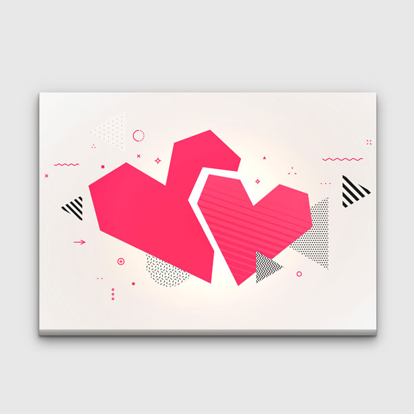 Modern Geometrik Kalpler Romantik Kanvas Tablo 4462