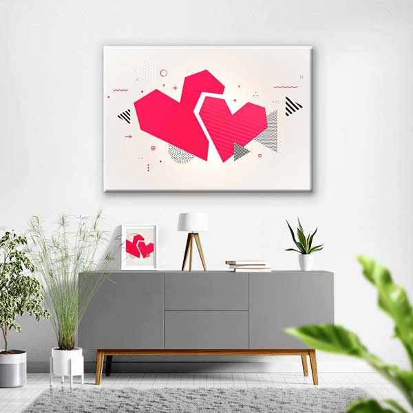 Modern Geometrik Kalpler Romantik Kanvas Tablo 4462