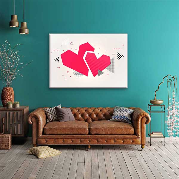 Modern Geometrik Kalpler Romantik Kanvas Tablo 4462