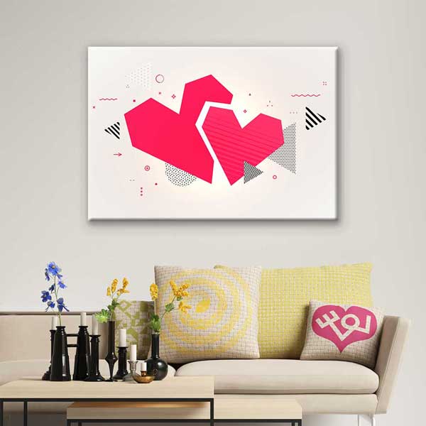 Modern Geometrik Kalpler Romantik Kanvas Tablo 4462