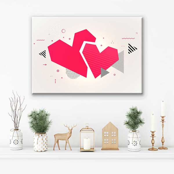 Modern Geometrik Kalpler Romantik Kanvas Tablo 4462