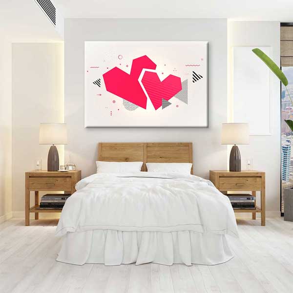 Modern Geometrik Kalpler Romantik Kanvas Tablo 4462