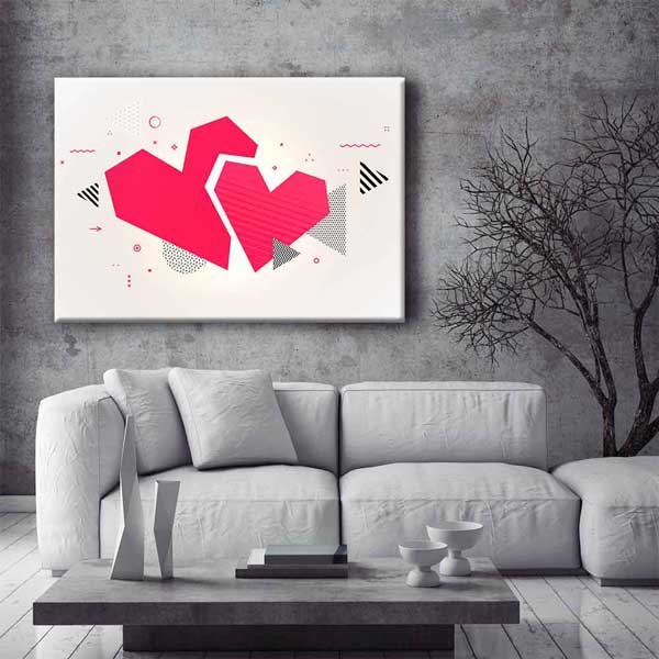 Modern Geometrik Kalpler Romantik Kanvas Tablo 4462