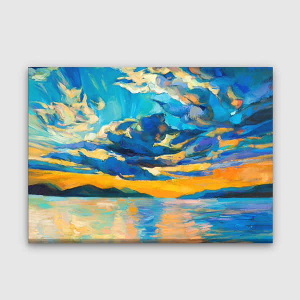 Gün Batımında Mavi Bulutlar Manzara Kanvas Tablo 2130