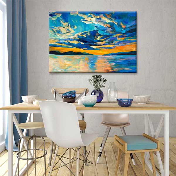 Gün Batımında Mavi Bulutlar Manzara Kanvas Tablo 2130