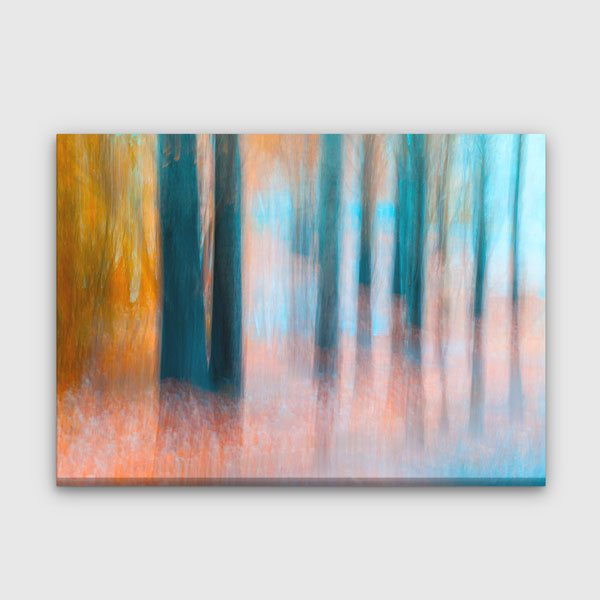 Soyut Orman Dokusu Turkuaz ve Turuncu Kanvas Tablo 4380