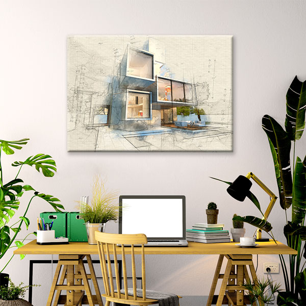 Modern Mimari Eskiz Kanvas Duvar Tablosu – 5537