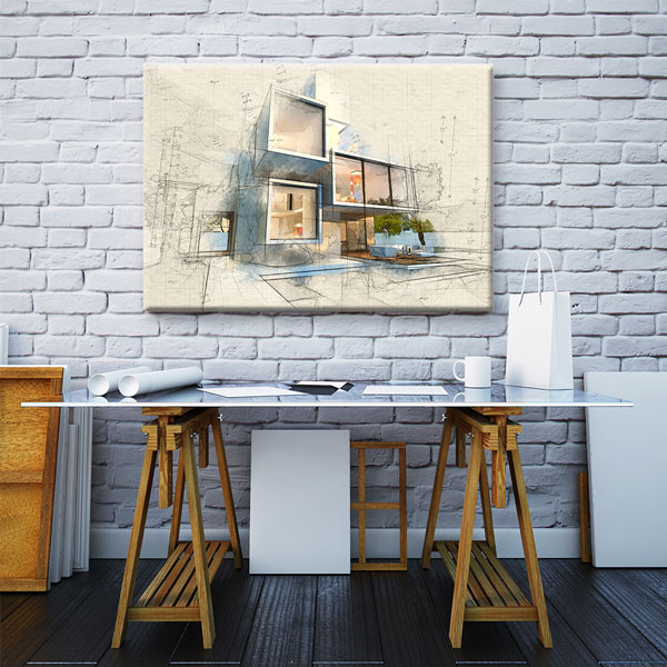 Modern Mimari Eskiz Kanvas Duvar Tablosu – 5537