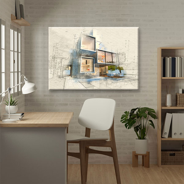 Modern Mimari Eskiz Kanvas Duvar Tablosu – 5537