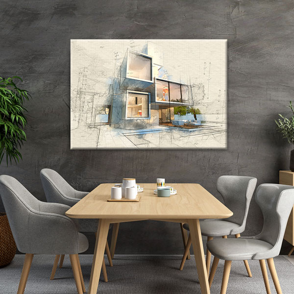 Modern Mimari Eskiz Kanvas Duvar Tablosu – 5537
