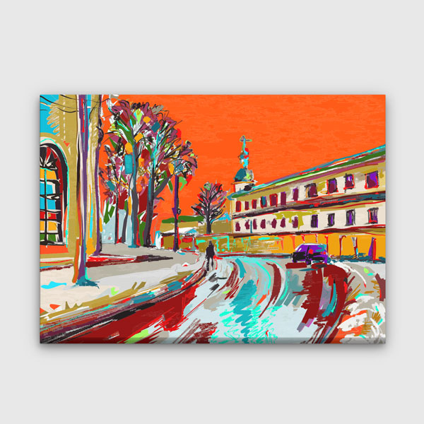 Renkli Şehir Sokak Manzarası Modern Kanvas Tablo 4392