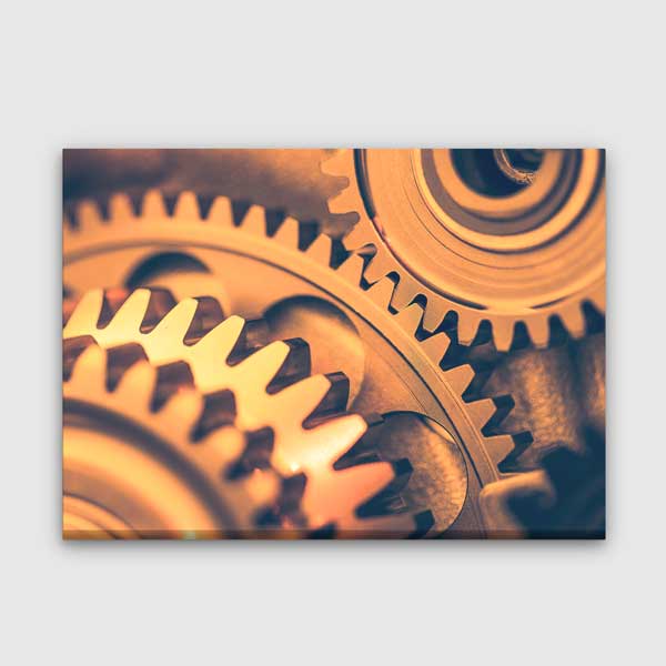 Altın Tonlu Dişli Çark Temalı Kanvas Duvar Tablosu – 5434
