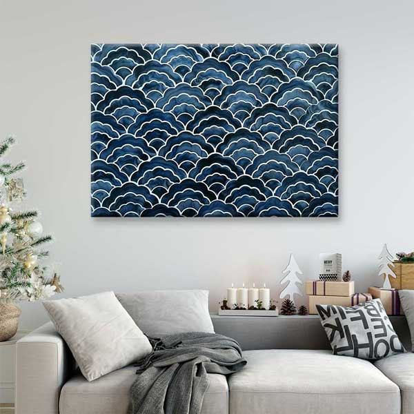 Mavi Dalga Deseni Tekrarlı Deniz Temalı Duvar Tablosu 4579