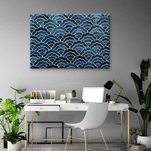 Mavi Dalga Deseni Tekrarlı Deniz Temalı Duvar Tablosu 4579