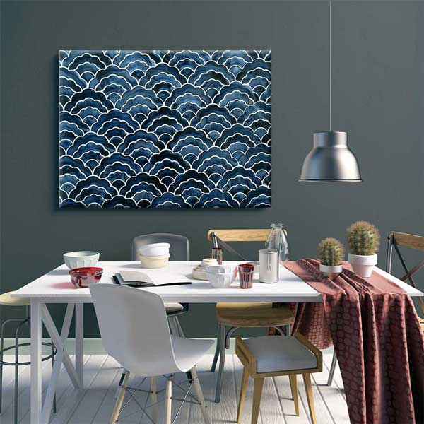 Mavi Dalga Deseni Tekrarlı Deniz Temalı Duvar Tablosu 4579