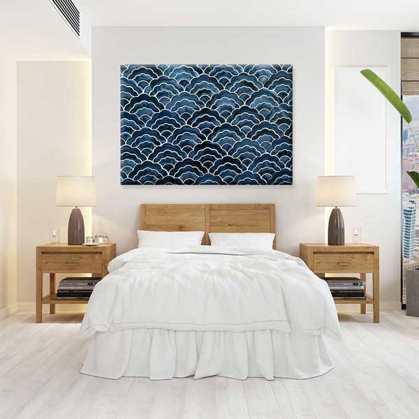Mavi Dalga Deseni Tekrarlı Deniz Temalı Duvar Tablosu 4579