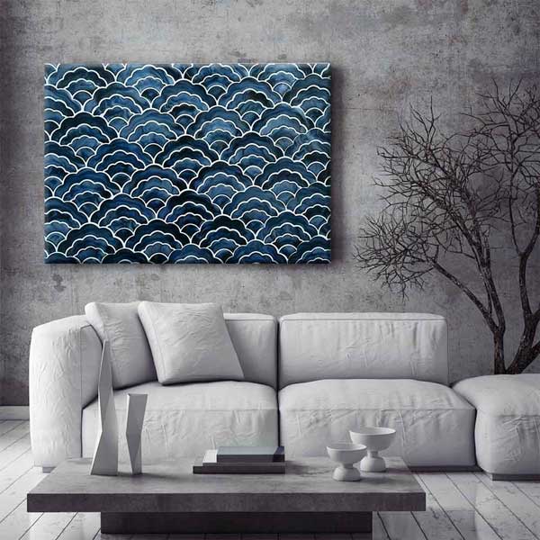 Mavi Dalga Deseni Tekrarlı Deniz Temalı Duvar Tablosu 4579