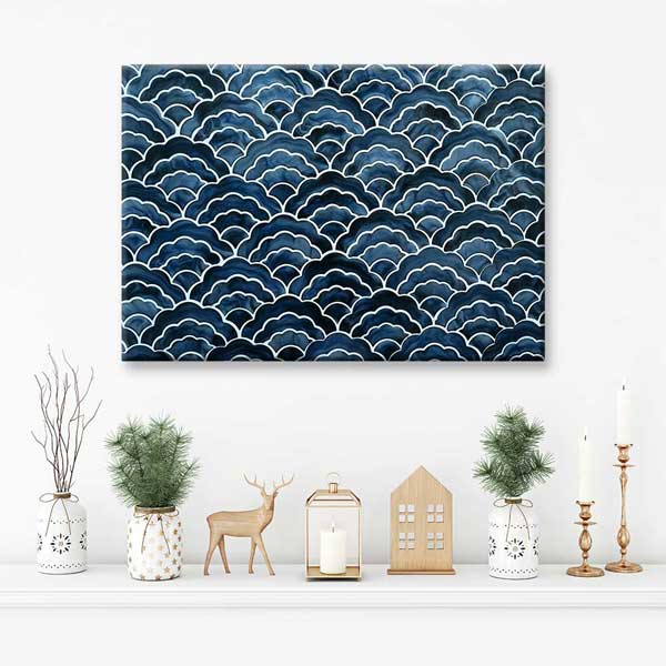 Mavi Dalga Deseni Tekrarlı Deniz Temalı Duvar Tablosu 4579
