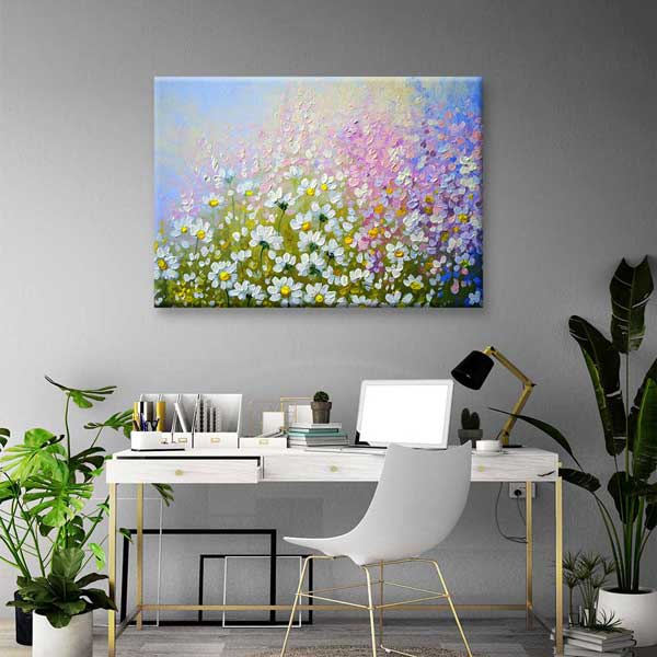 Pastel Tonlarda Çiçek Tarlası Temalı Kanvas Tablo 4226