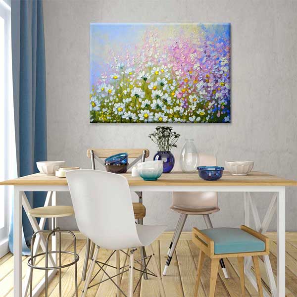 Pastel Tonlarda Çiçek Tarlası Temalı Kanvas Tablo 4226