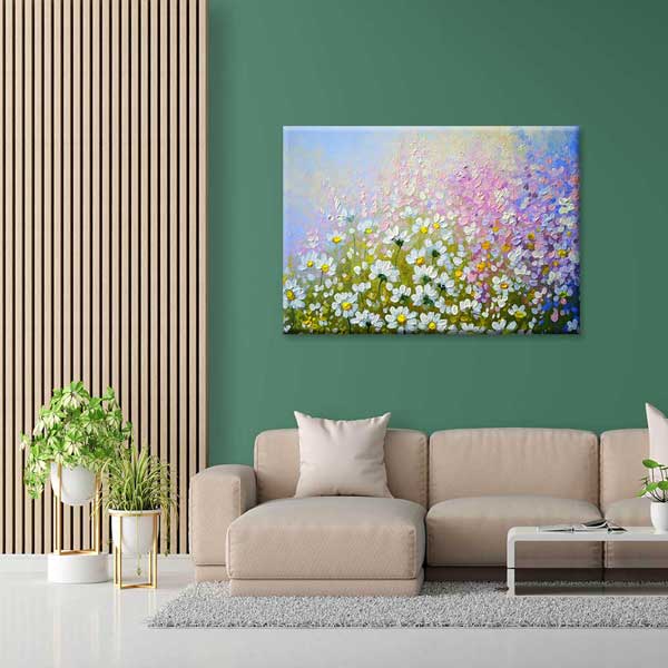 Pastel Tonlarda Çiçek Tarlası Temalı Kanvas Tablo 4226