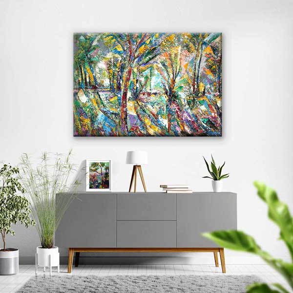 Soyut Renkli Orman Kompozisyonu Kanvas Tablo 4390