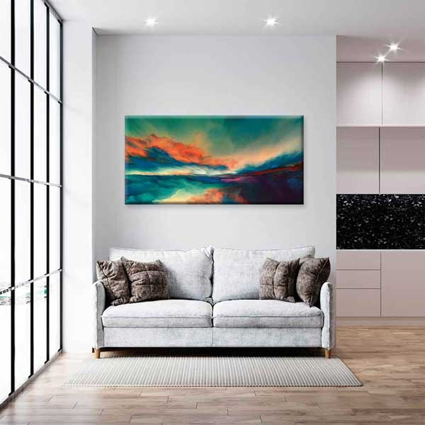 Soyut Ufuk ve Renk Geçişli Manzara Kanvas Tablo 4401