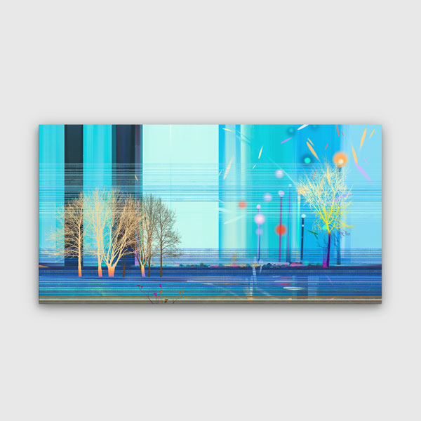 Modern Soyut Şehir ve Ağaç Siluetleri Kanvas Tablo 4402