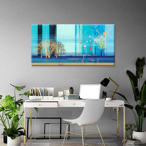 Modern Soyut Şehir ve Ağaç Siluetleri Kanvas Tablo 4402