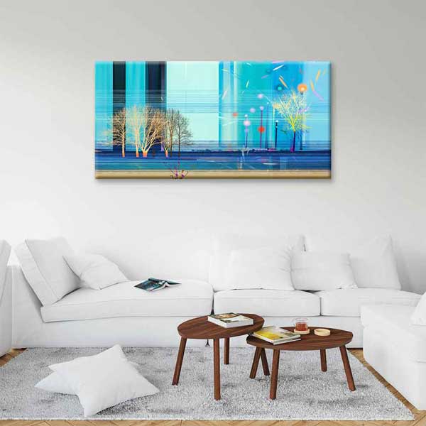 Modern Soyut Şehir ve Ağaç Siluetleri Kanvas Tablo 4402