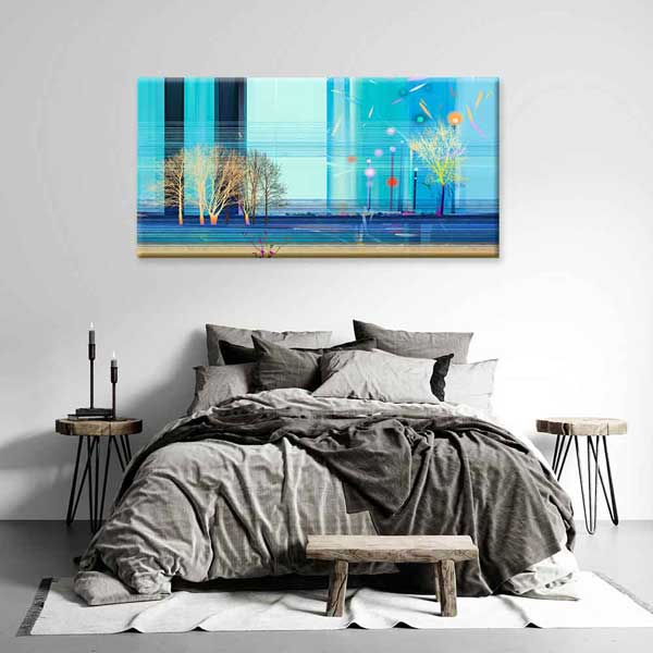 Modern Soyut Şehir ve Ağaç Siluetleri Kanvas Tablo 4402